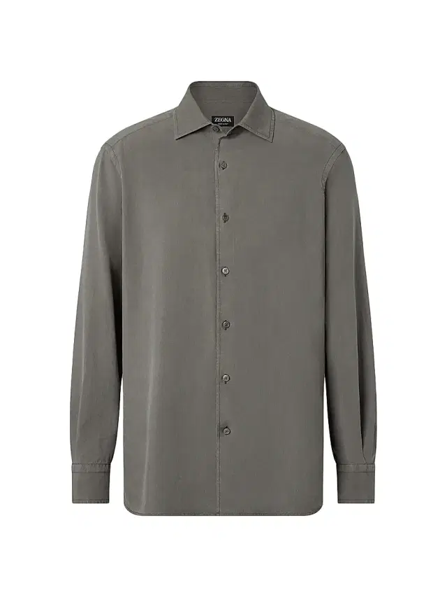 ZEGNA Men's Silk Button-Front Shirt - Dark Taupe