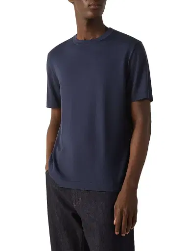 Zegna Men's 15milmil15 Wool T-Shirt - Dark Indigo Blue - Size 46 | Thumbnail 2