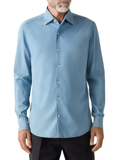Zegna Men's Cotton Shirt - Light Blue - Size XXXL | Thumbnail 2