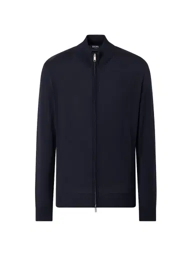Zegna Men's 15milmil15 Wool Full Zip Cardigan - Navy Blue - Size 48 | Thumbnail 1 Zegna Men's 15milmil15 Wool Full Zip Cardigan - Navy Blue - Size 48 | Thumbnail 1