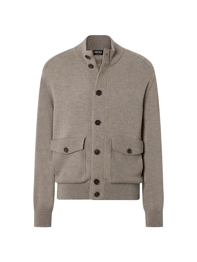 Men's Cashmere Blouson Jacket - Light Taupe