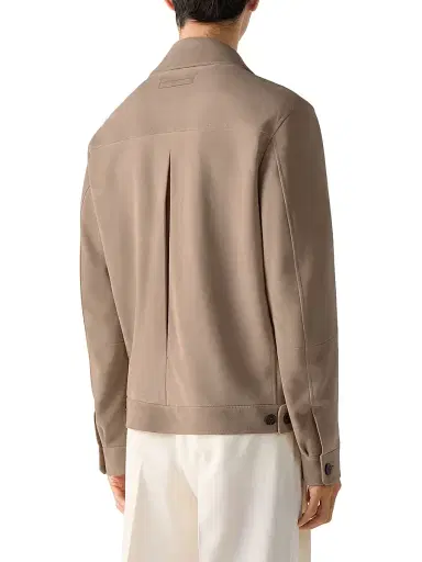Zegna Men's Leather Blouson Jacket - Light Taupe - Size 48 | Thumbnail 3