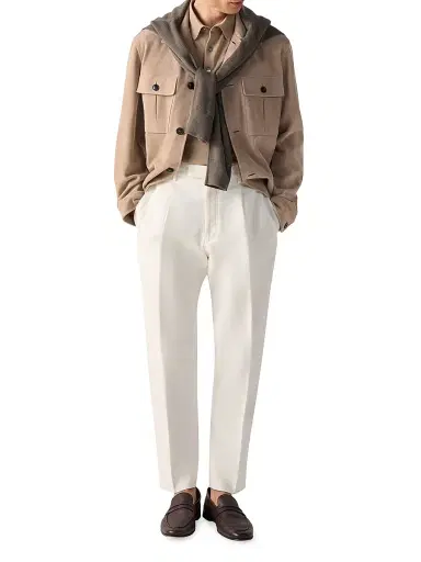 Zegna Men's Leather Blouson Jacket - Light Taupe - Size 48 | Thumbnail 6