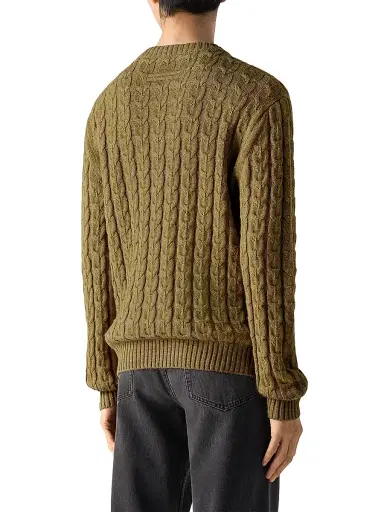 Zegna Men's Linen Cashmere and Silk Crewneck Sweater - Olive Green Melange - Size 46 | Thumbnail 3