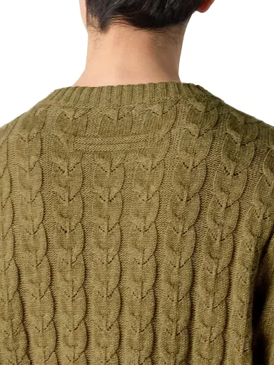 Zegna Men's Linen Cashmere and Silk Crewneck Sweater - Olive Green Melange - Size 46 | Thumbnail 4