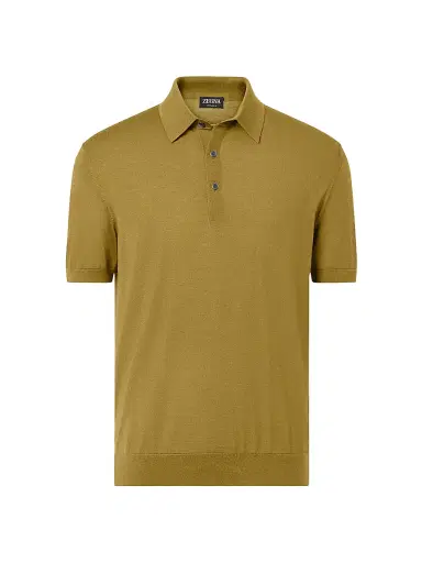 ZEGNA Men's 15milmil15 Wool Polo Shirt - Olive Green | Thumbnail 1 ZEGNA Men's 15milmil15 Wool Polo Shirt - Olive Green | Thumbnail 1