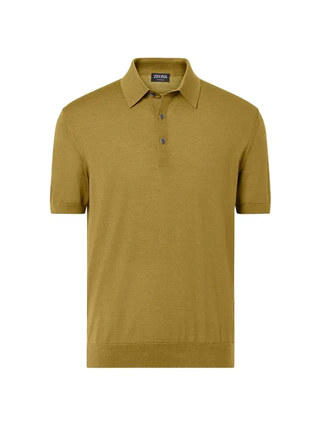ZEGNA Men's 15milmil15 Wool Polo Shirt - Olive Green