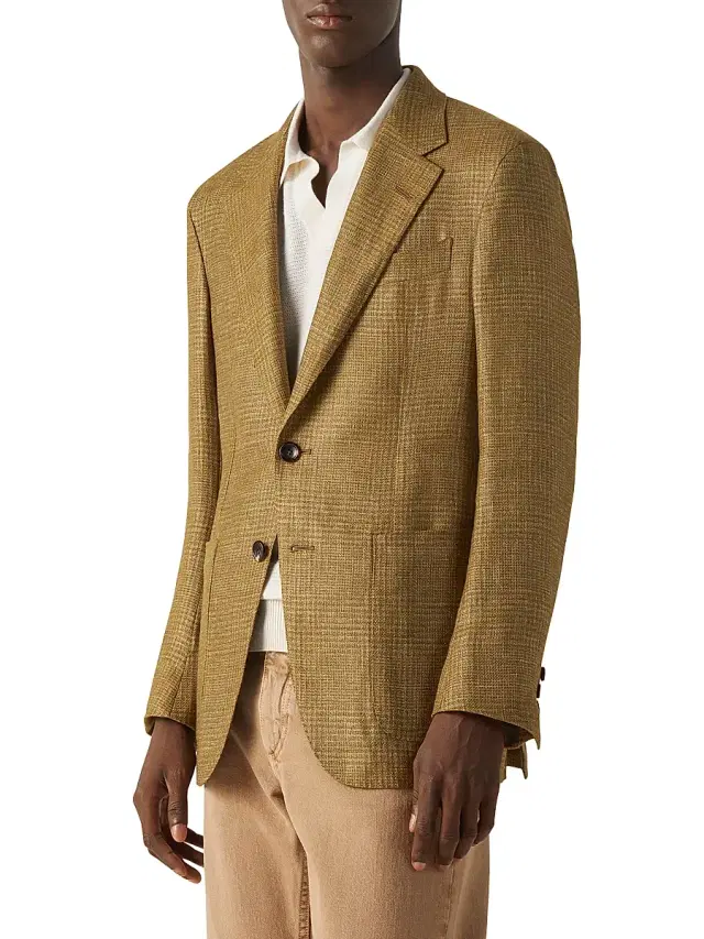 Men's Cashmere Linen and Silk Jacket - Brown