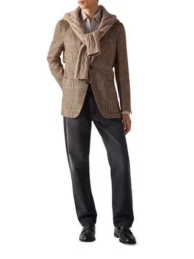 Zegna Men's Silk-Linen Blend Jacket - Beige - Size 48 | Thumbnail 6