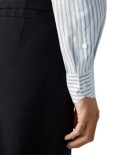 Zegna Men's Striped Cotton Linen and Silk Shirt | Thumbnail 5 Zegna Men's Striped Cotton Linen and Silk Shirt | Thumbnail 5