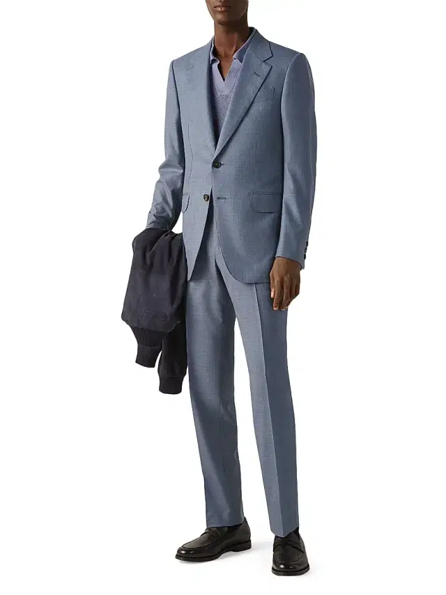 ZEGNA Men's Centoventimila Wool Suit - Light Blue