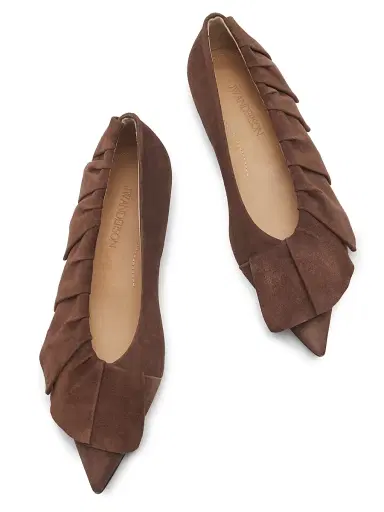 JW Anderson Women's 25MM Ruffled Suede Ballerina Flats - Brown - Size 11 | Thumbnail 4 JW Anderson Women's 25MM Ruffled Suede Ballerina Flats - Brown - Size 11 | Thumbnail 4