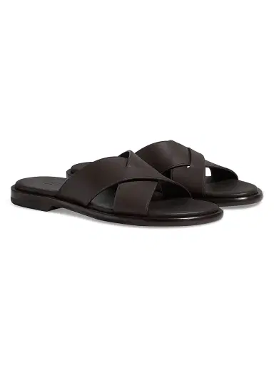 Zegna Men's Leather Sandals - Dark Brown - Size 10.5 | Thumbnail 3