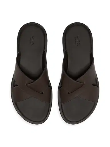 Zegna Men's Leather Sandals - Dark Brown - Size 10.5 | Thumbnail 5