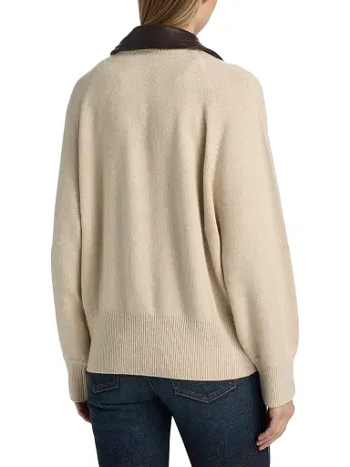 Brandon Maxwell Women's Conrad Rib-Knit Cashmere Jacket - Oatmeal Brown | Thumbnail 5