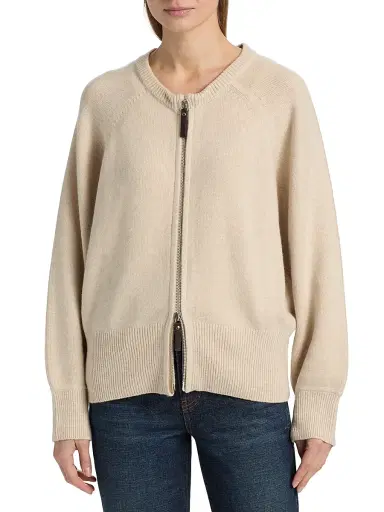 Brandon Maxwell Women's Conrad Rib-Knit Cashmere Jacket - Oatmeal Brown | Thumbnail 6
