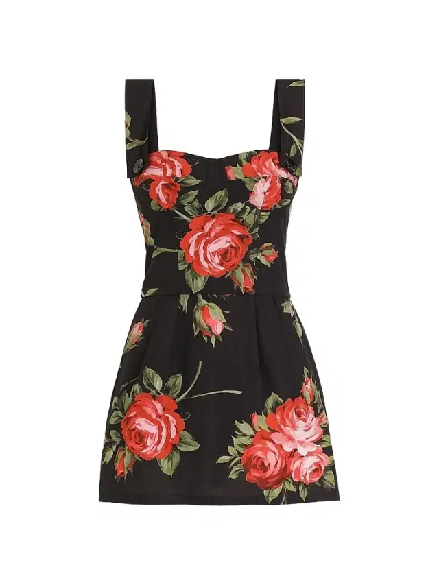 Dolce & Gabbana Women's Rose Bouquet-Print Cotton Minidress - Bouquet Rose F Nero