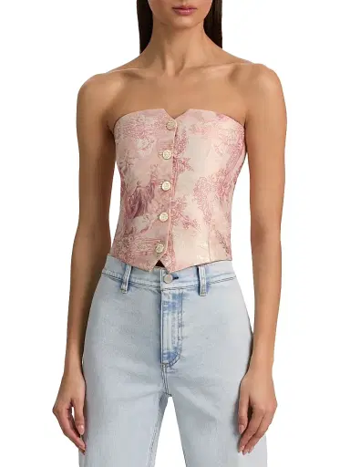 ALICE + OLIVIA Women's Kelcey Strapless Bustier Top - English Rose Toile | Thumbnail 3