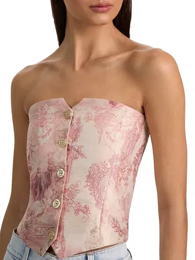ALICE + OLIVIA Women's Kelcey Strapless Bustier Top - English Rose Toile | Thumbnail 6