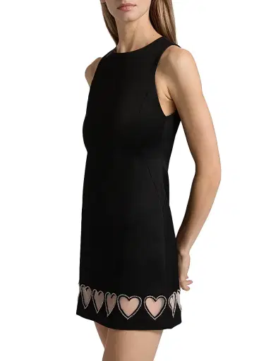 ALICE + OLIVIA Women's Cade Crystal Heart Cut-Out Minidress - Black | Thumbnail 4