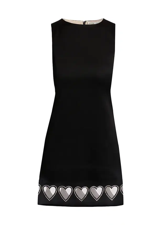 ALICE + OLIVIA Women's Cade Crystal Heart Cut-Out Minidress - Black