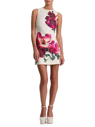 ALICE + OLIVIA Women's Clyde Floral Shift Minidress - Empress Bloom Off White | Thumbnail 2