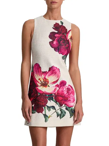 ALICE + OLIVIA Women's Clyde Floral Shift Minidress - Empress Bloom Off White | Thumbnail 3
