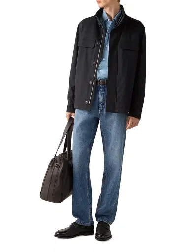 Zegna Men's Microfiber Motorin 125CC Field Jacket - Navy Blue - Size 48 | Thumbnail 6