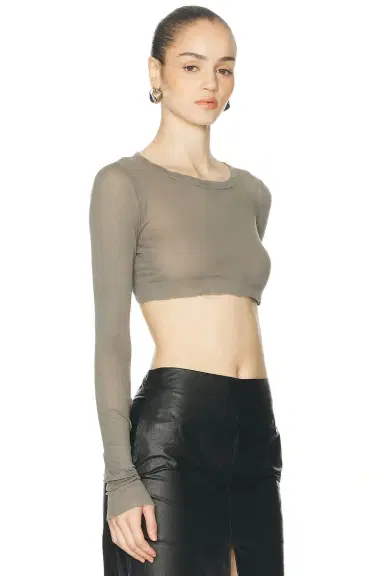 Rick Owens Long Sleeve Cropped Tee | Thumbnail 2 Rick Owens Long Sleeve Cropped Tee | Thumbnail 2