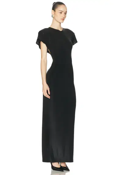 Norma Kamali Cap Sleeve Shoulder Pad Long Dress | Thumbnail 2 Norma Kamali Cap Sleeve Shoulder Pad Long Dress | Thumbnail 2