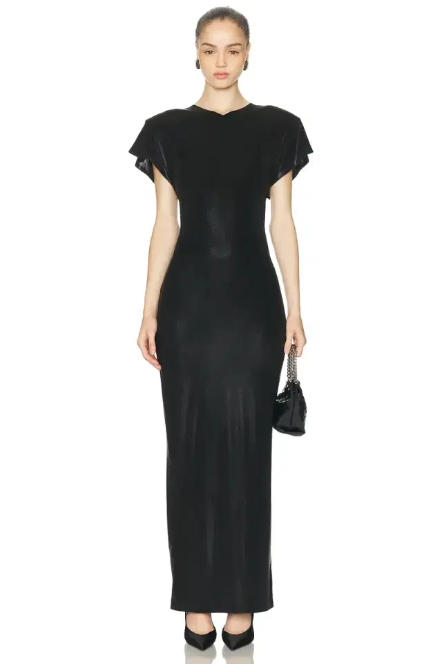 Norma Kamali Cap Sleeve Shoulder Pad Long Dress