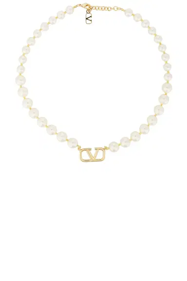 Valentino Garavani VLogo Signature Pearl Necklace | Thumbnail 1 Valentino Garavani VLogo Signature Pearl Necklace | Thumbnail 1
