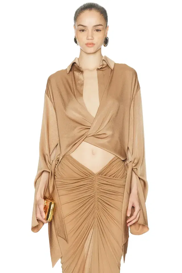 Atlein Draped Cropped Shirt
