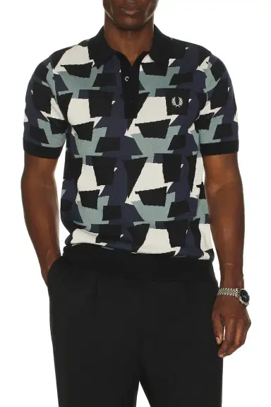 Fred Perry Fragment Jacquard Knit Polo Shirt | Thumbnail 3