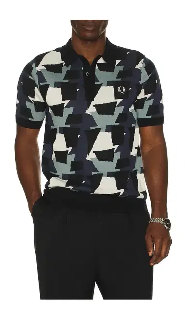 Fred Perry Fragment Jacquard Knit Polo Shirt | Thumbnail 1