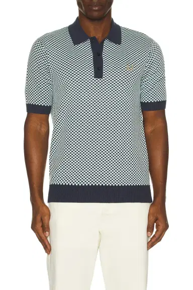 Fred Perry Chequerboard Knitted Polo Shirt | Thumbnail 3