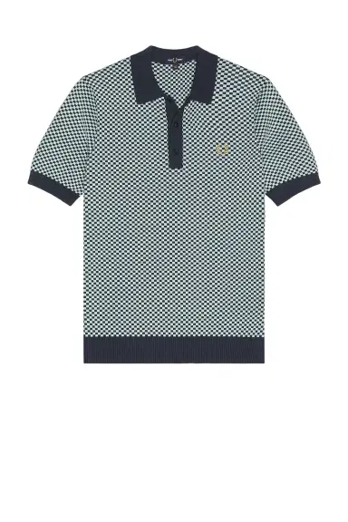 Fred Perry Chequerboard Knitted Polo Shirt | Thumbnail 6