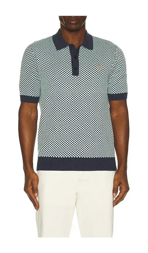 Chequerboard Knitted Polo Shirt