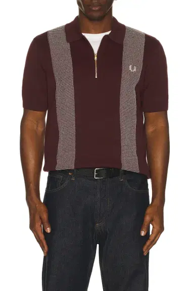 Fred Perry Panel Detail Knitted Polo Shirt | Thumbnail 3 Fred Perry Panel Detail Knitted Polo Shirt | Thumbnail 3