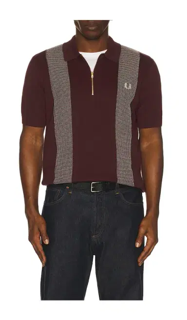 Fred Perry Panel Detail Knitted Polo Shirt | Thumbnail 1 Fred Perry Panel Detail Knitted Polo Shirt | Thumbnail 1