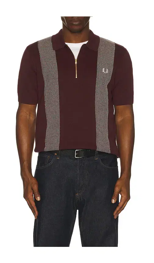 Panel Detail Knitted Polo Shirt