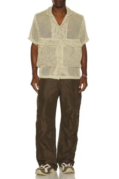 Reese Cooper Crochet Knit Short Sleeve Cargo Shirt | Thumbnail 3 Reese Cooper Crochet Knit Short Sleeve Cargo Shirt | Thumbnail 3