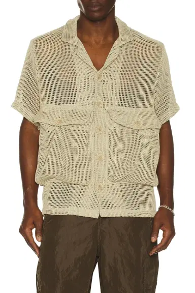 Reese Cooper Crochet Knit Short Sleeve Cargo Shirt | Thumbnail 1 Reese Cooper Crochet Knit Short Sleeve Cargo Shirt | Thumbnail 1