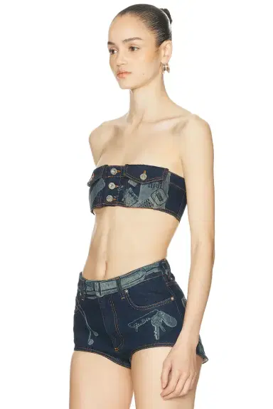Jean Paul Gaultier Trompe L'Oeil Print Denim Bra Top | Thumbnail 3 Jean Paul Gaultier Trompe L'Oeil Print Denim Bra Top | Thumbnail 3
