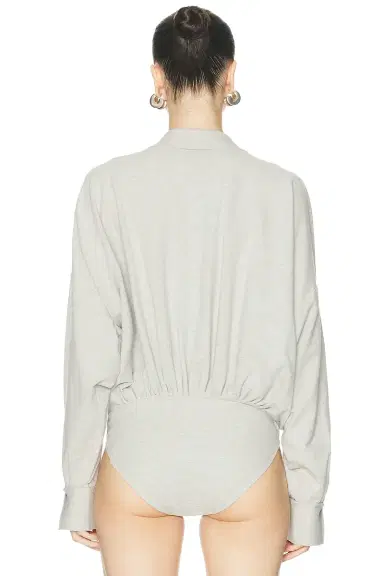 Norma Kamali Super Oversized Boyfriend Shirt Bodysuit | Thumbnail 4