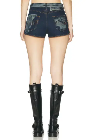 Jean Paul Gaultier Denim Trompe L'Oeil Print Mini Short | Thumbnail 4 Jean Paul Gaultier Denim Trompe L'Oeil Print Mini Short | Thumbnail 4