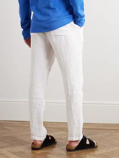 James Perse Garment-Dyed Straight-Leg Linen Trousers - Men | Thumbnail 3 James Perse Garment-Dyed Straight-Leg Linen Trousers - Men | Thumbnail 3