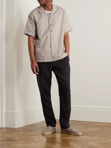 James Perse Garment-Dyed Straight-Leg Linen Drawstring Trousers - Men | Thumbnail 2 James Perse Garment-Dyed Straight-Leg Linen Drawstring Trousers - Men | Thumbnail 2