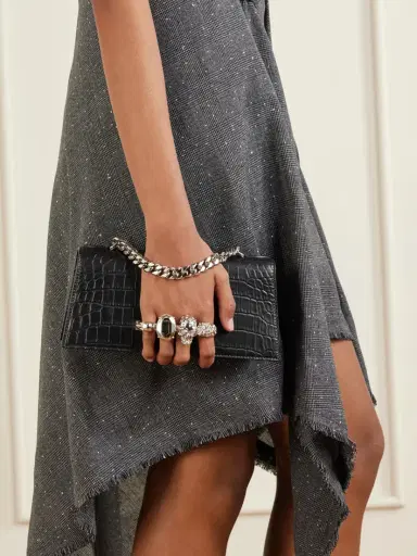 Alexander McQueen Jeweled Satchel Mini Embellished Croc-effect Leather Shoulder Bag | Thumbnail 2
