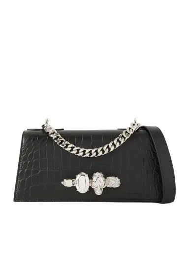 Alexander McQueen Jeweled Satchel Mini Embellished Croc-effect Leather Shoulder Bag | Thumbnail 1